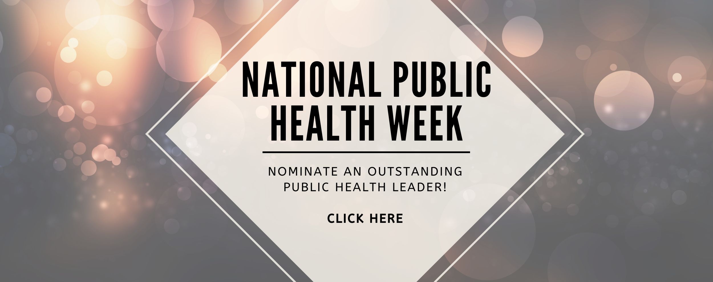 National Public Health Week - Nominate an outstanding public health leader - click here.