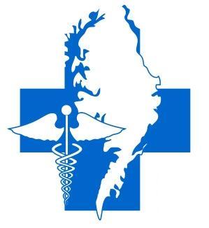 Delmarva Peninsula with blue cross and medical symbol - logo
