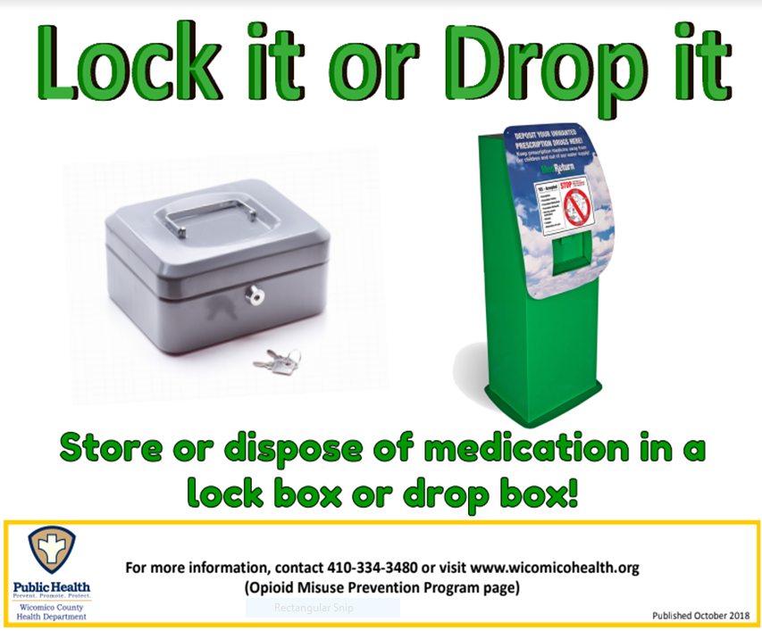 Lock it or drop it. Store or dispose of medication in a lock box or a drop box!