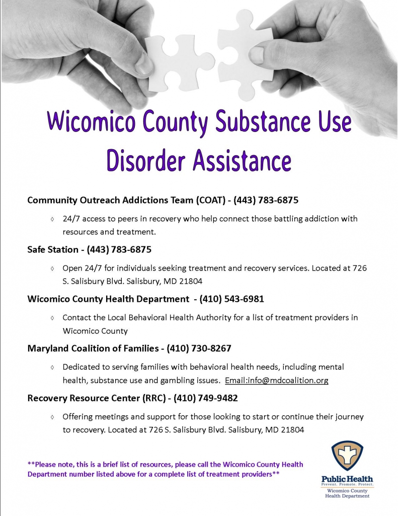 Wicomico County Substance Use Disorder Assistance - Click here for a list of community resources